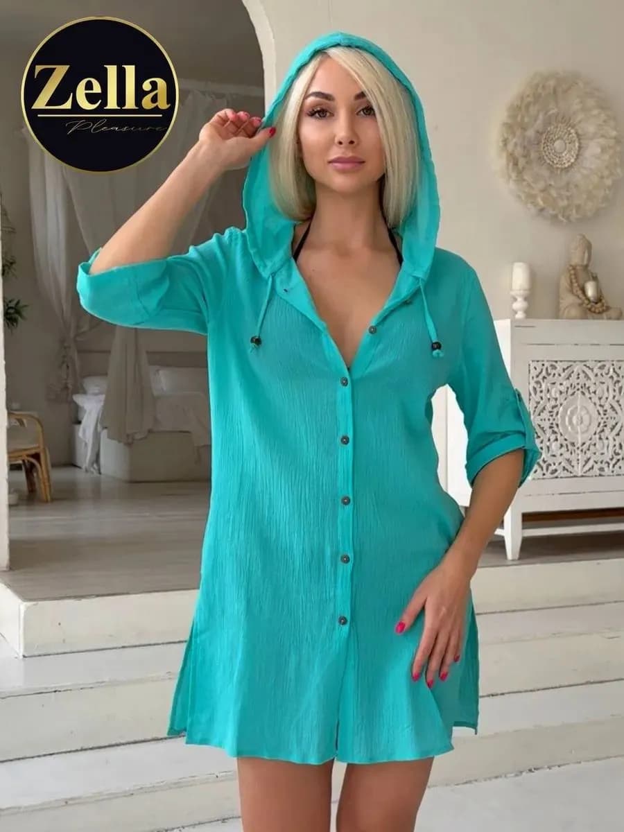 Рубашка летняя легкая туника парео пляжное муслин хлопок100%