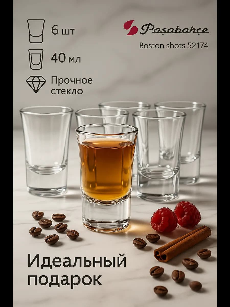 Стопки для водки Шоты 40 мл набор 6 шт Boston shots 52174