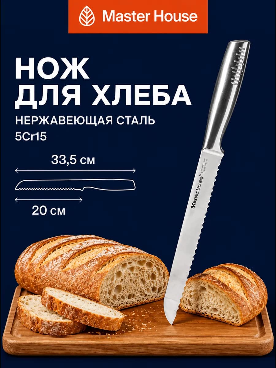 Нож кухонный для хлеба 20 см
