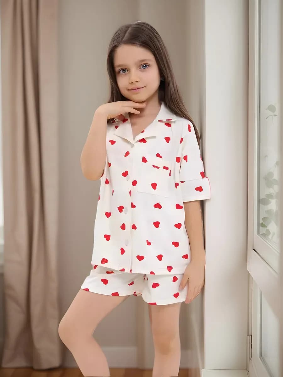 Пижама с шортами сердечки