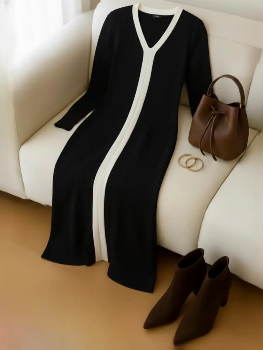 Платье лапша длинное с рукавами