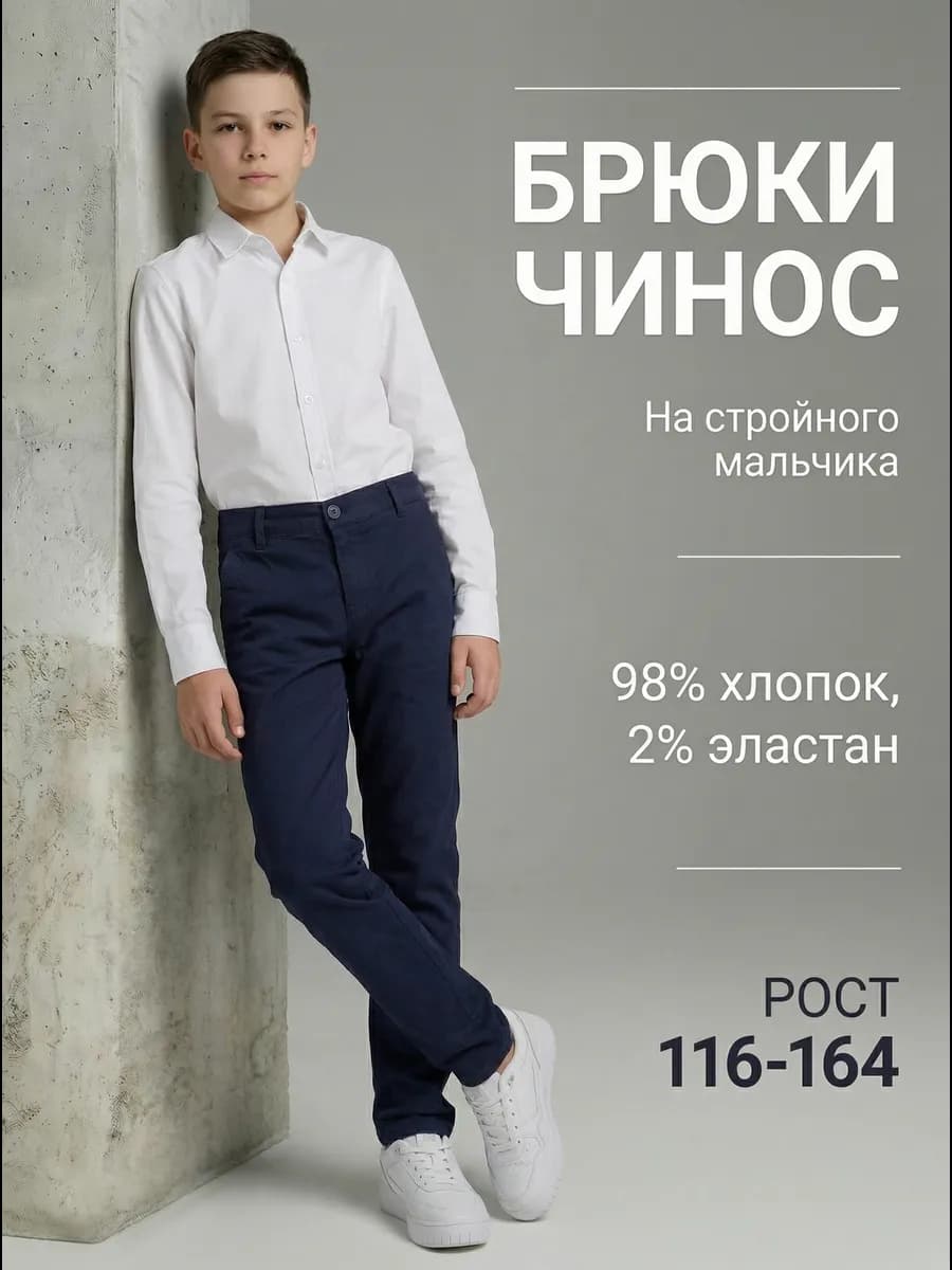 Брюки школьные для мальчика чиносы штаны в школу