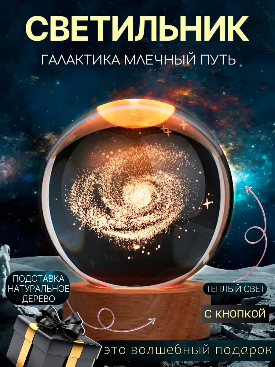 Светильник декоративный "Хрустальный шар" с подсветкой, USB