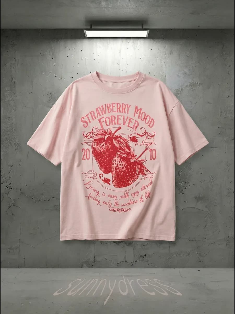 Футболка оверсайз розовая с принтом y2k кьют кор