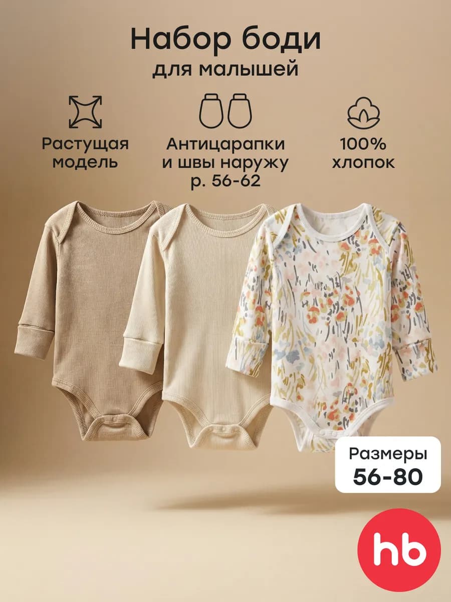 Боди для новорожденных растущая модель антицарапки набор