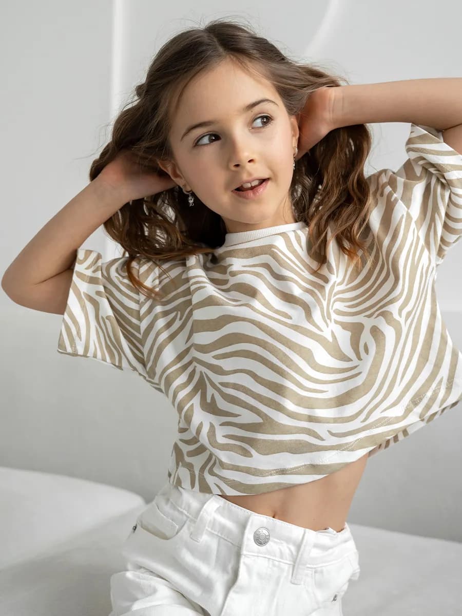 Футболка детская оверсайз укороченная базовая