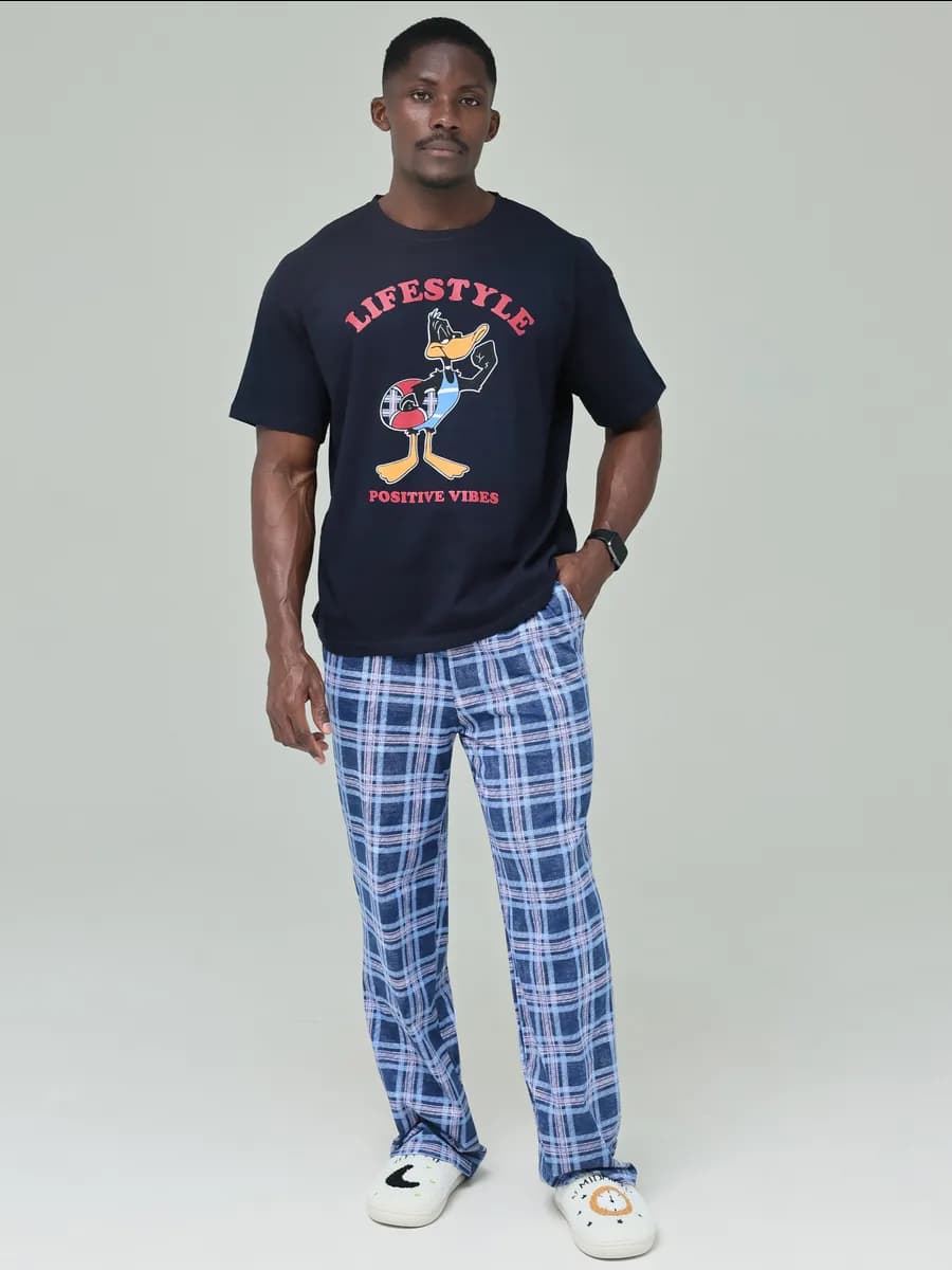 Пижама хлопковая в клетку - фото 1