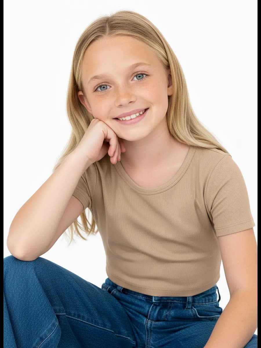 Кроп - топ детский однотонный с коротким рукавом