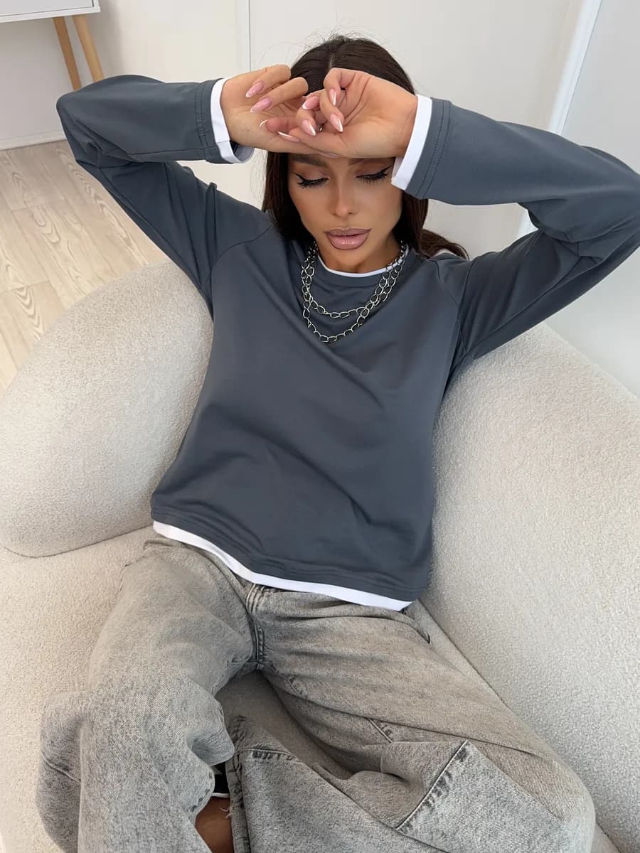 Лонгслив двухслойный свободный