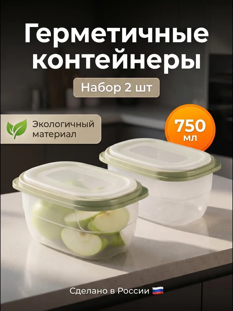Контейнеры для еды и хранения продуктов пластиковые 2 шт