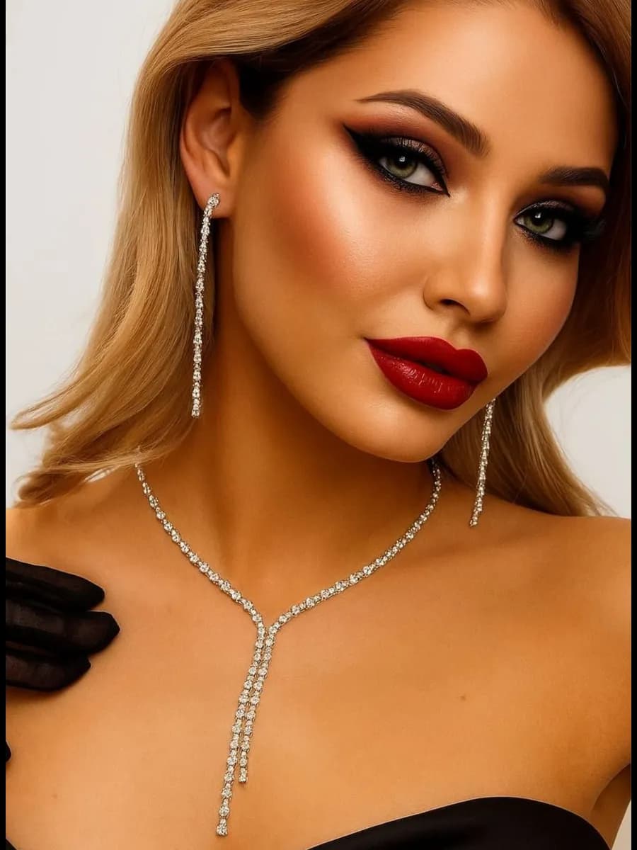 Комплект бижутерии женский колье серьги вечерние