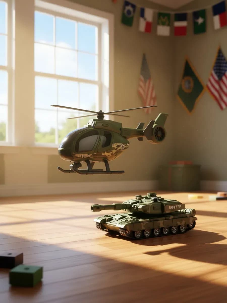 Вертолет военный и танк игрушка для мальчика