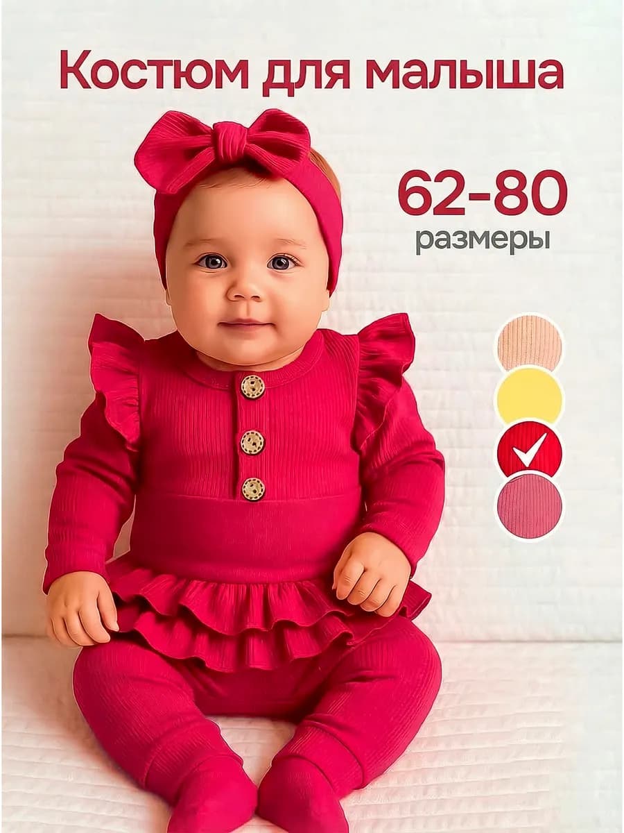 Костюм для новорожденных комплект детский боди и штанишки - фото 1