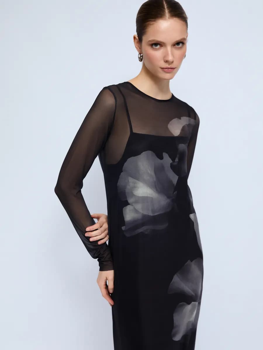 Женское платье из сетки с принтом