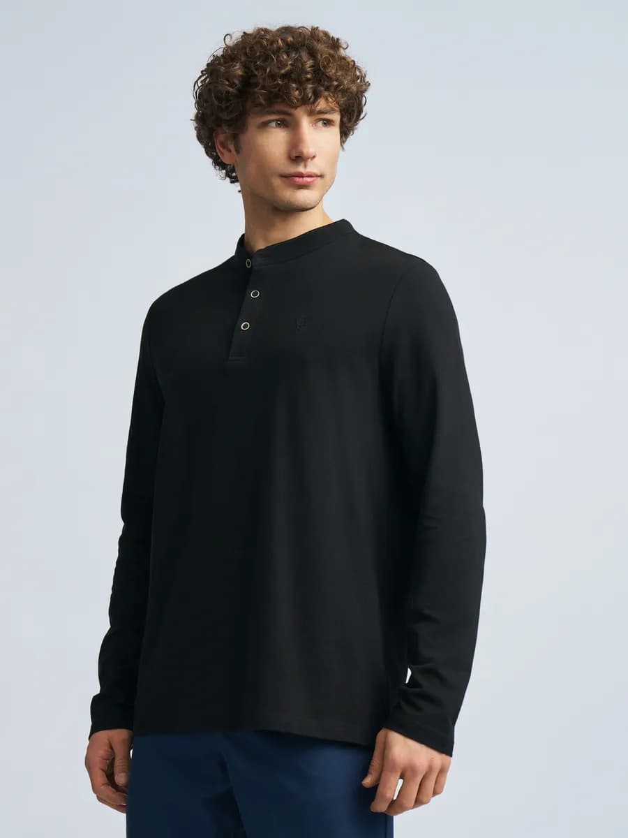 Мужской лонгслив хенли из хлопка