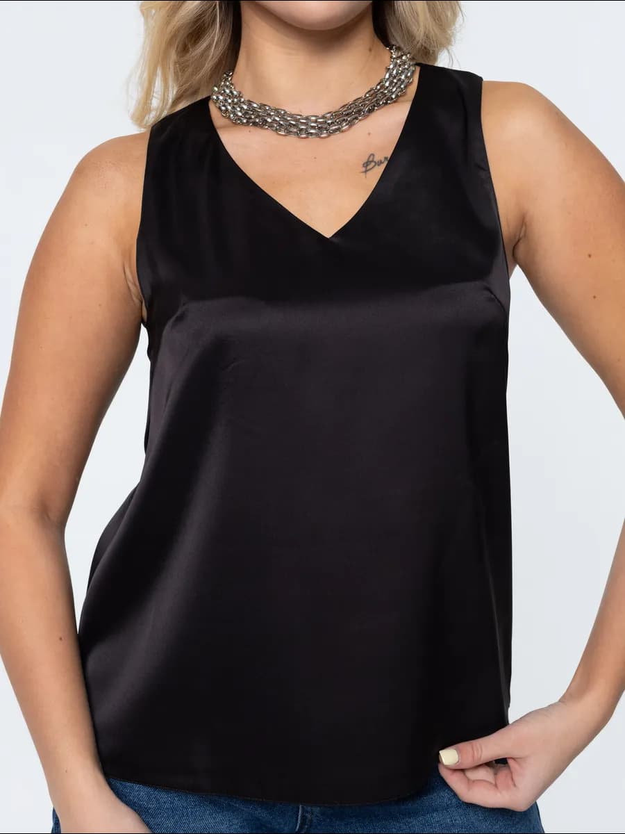 Шелковый топ под пиджак атласная майка - фото 1