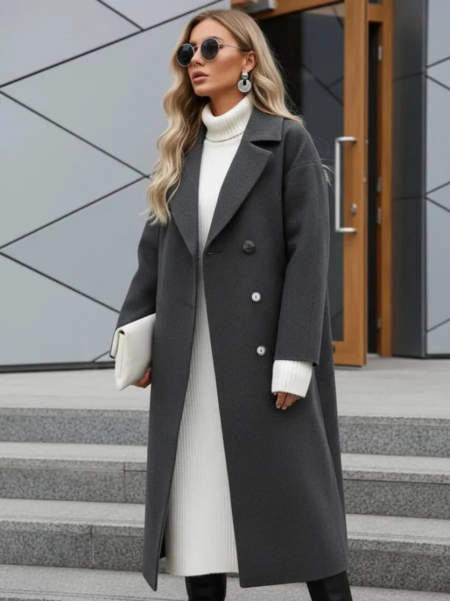 Пальто на весну длинное демисезонное с поясом