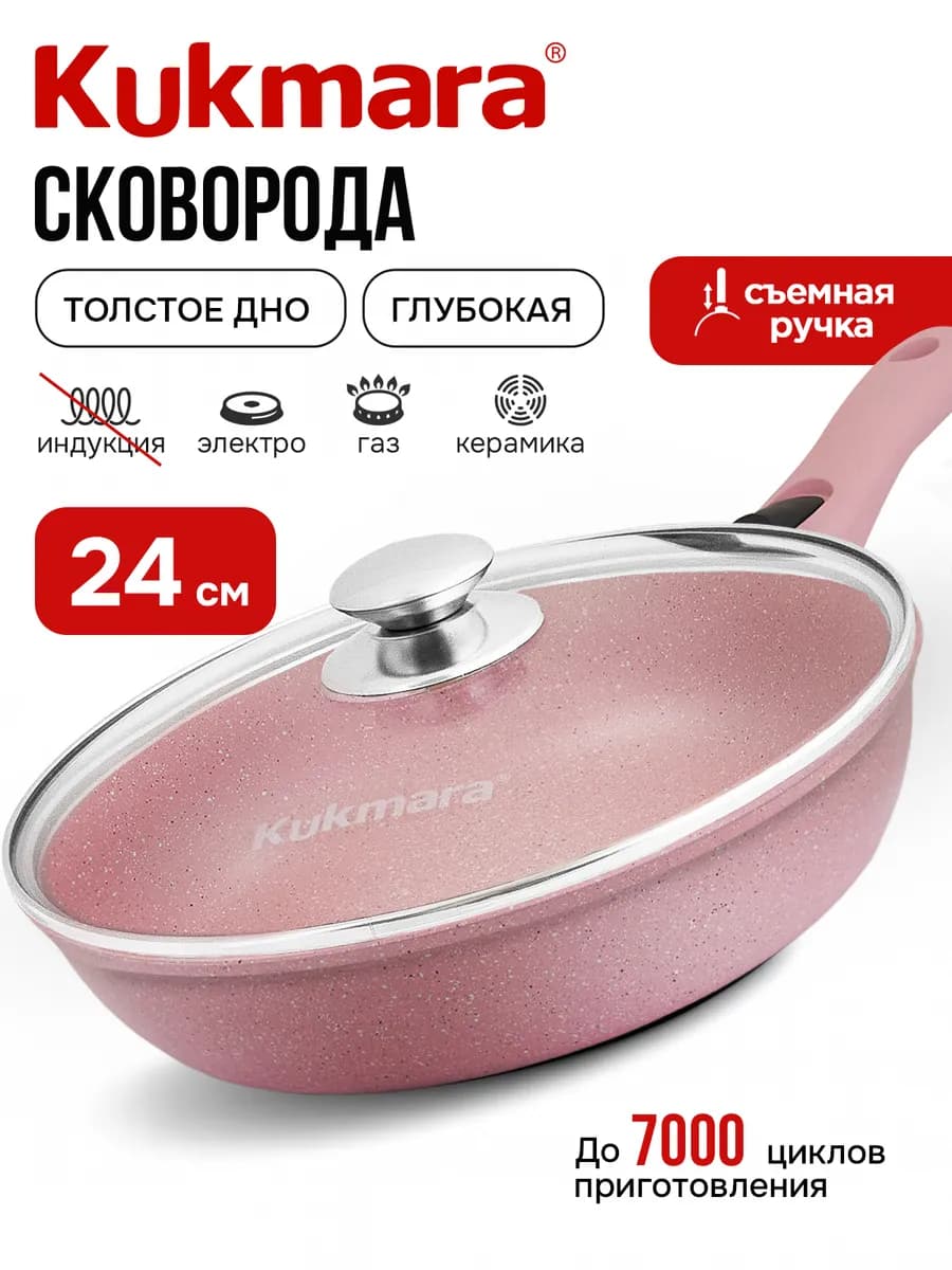 Сковорода с крышкой антипригарная глубокая 24 см