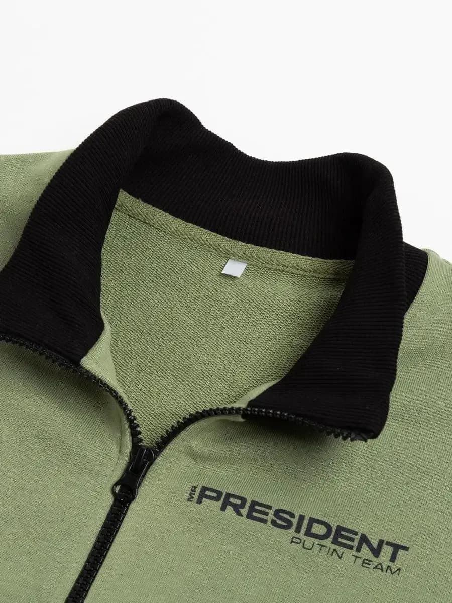 Спортивное зип худи на молнии оверсайз с принтом