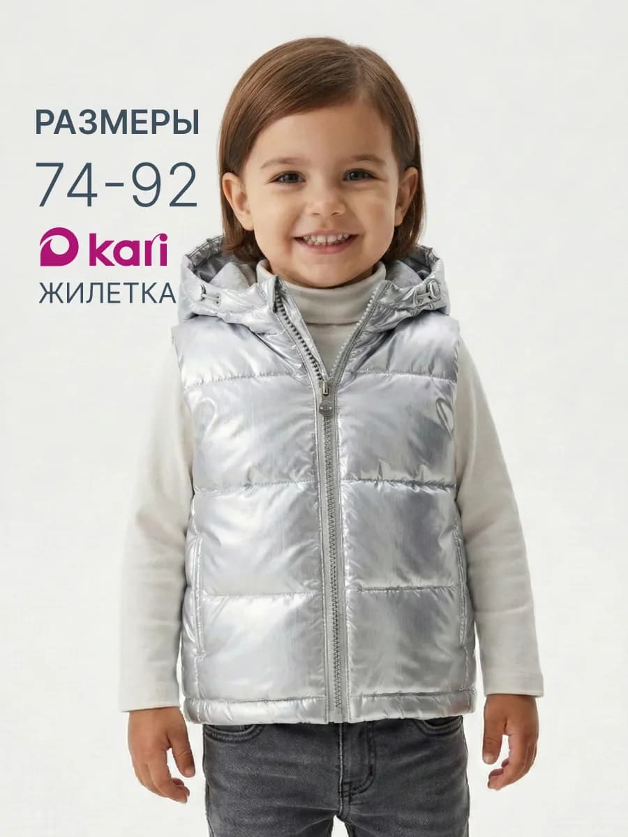 Жилетка для девочки утепленная с капюшоном