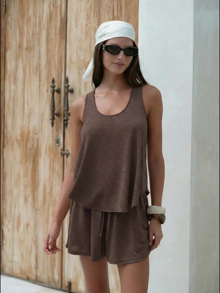 Топ майка летний пляжный полупрозрачный домашний оверсайз