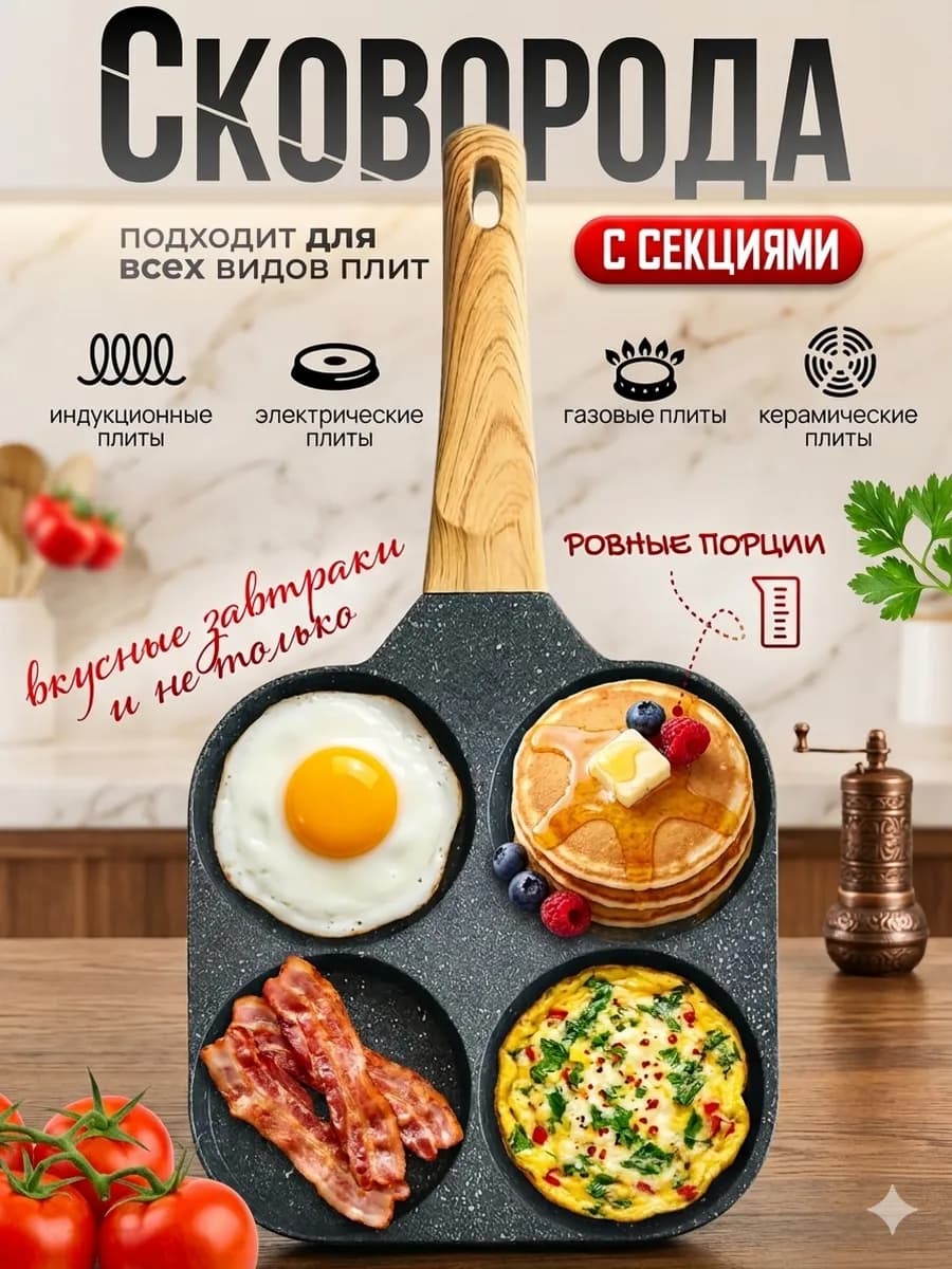 Сковородка секционная антипригарная