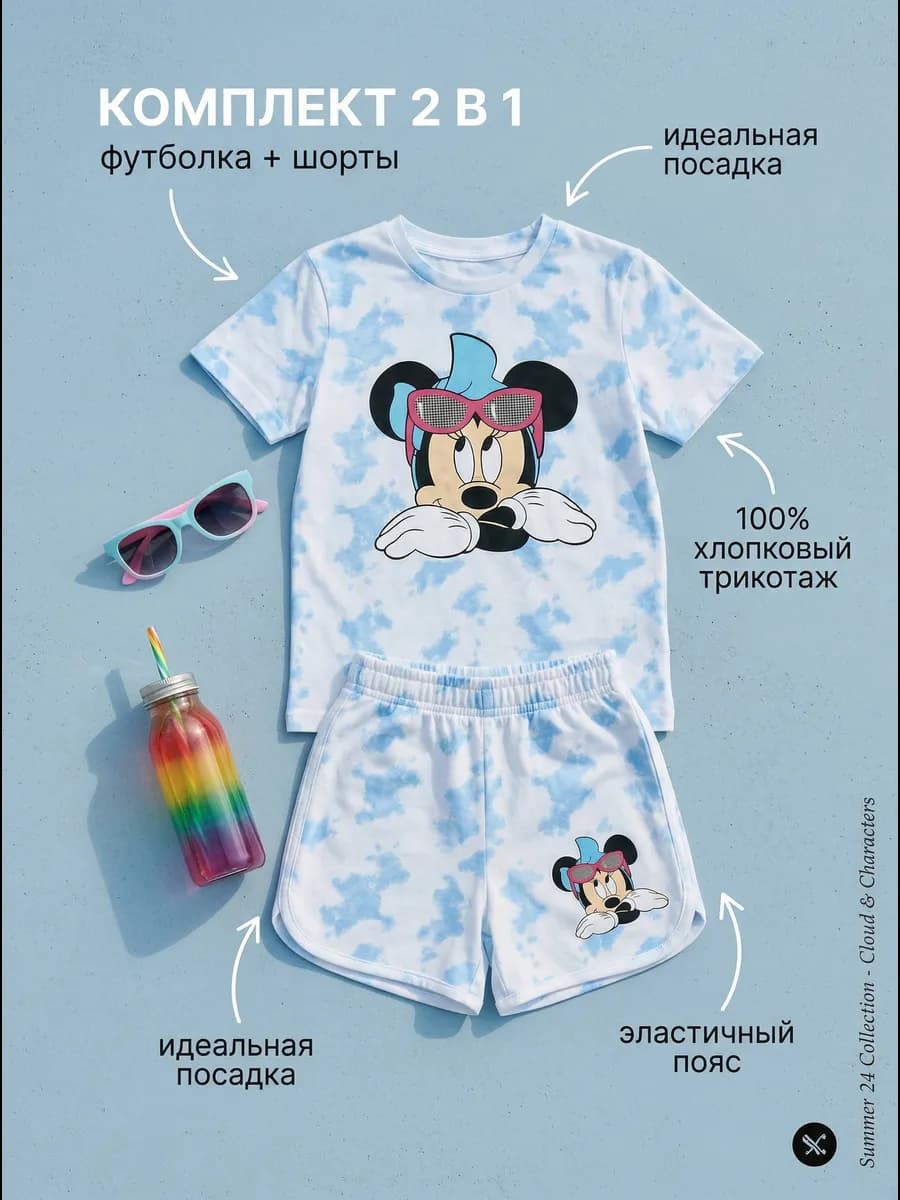 Костюм футболка шорты летний