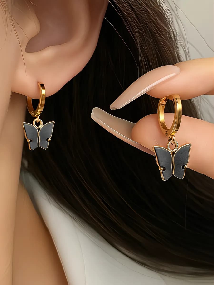 Серьги бабочки конго черные
