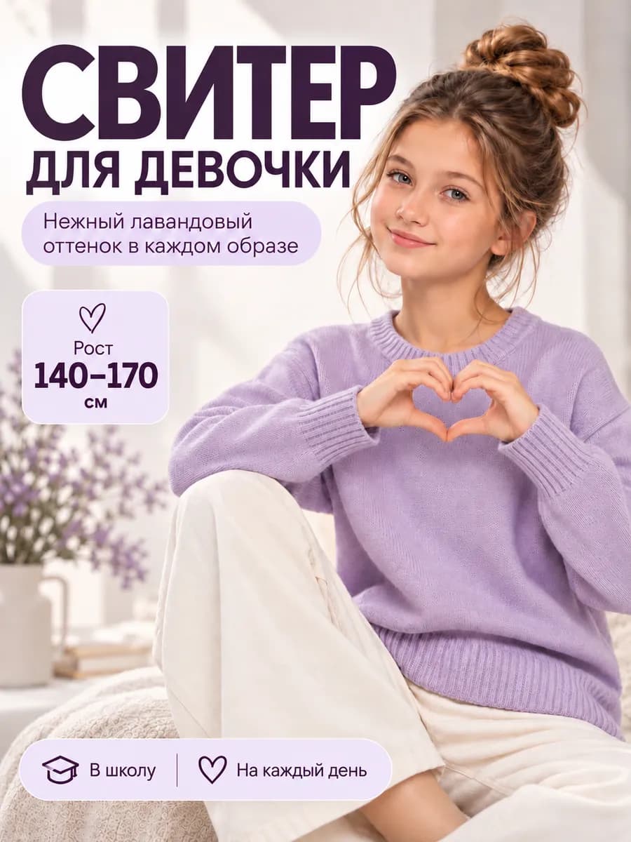 Свитер вязаный теплый школьный