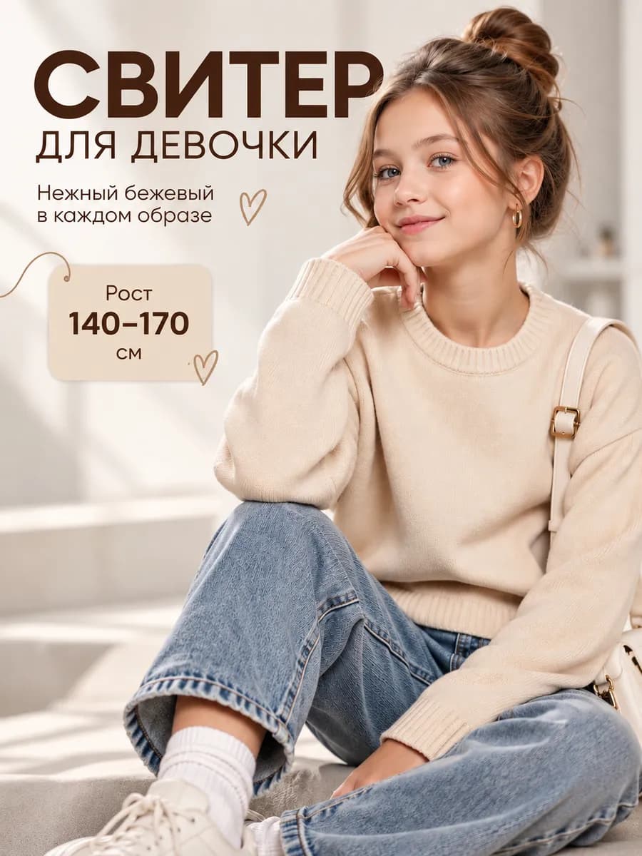 Свитер вязаный теплый школьный