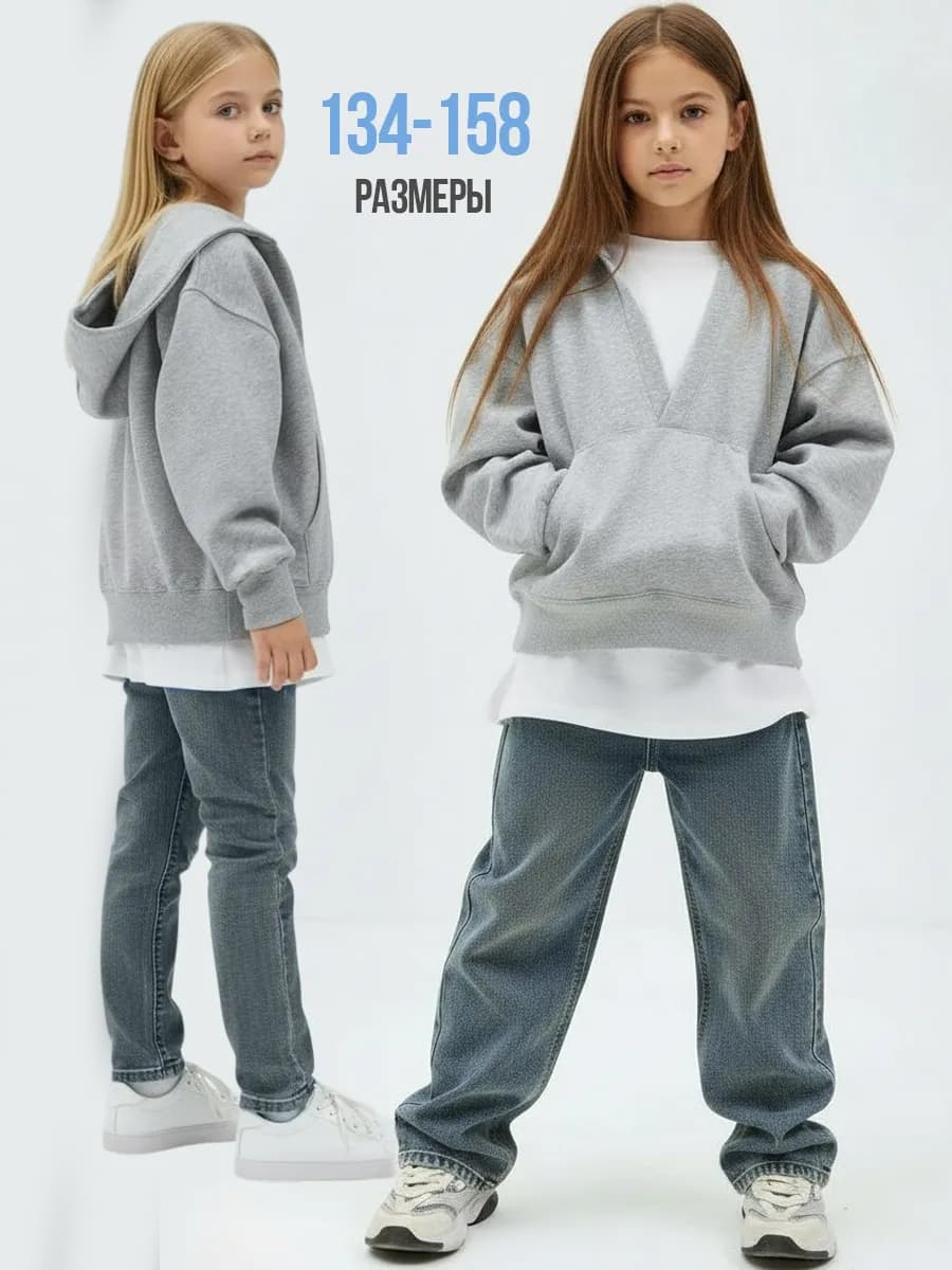 Худи оверсайз без начеса с капюшоном