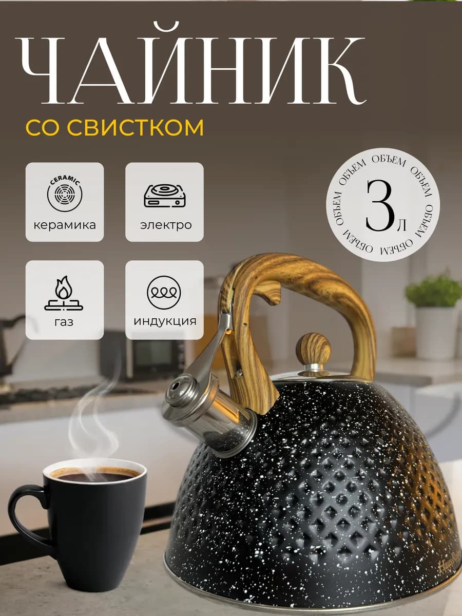 Чайник со свистком для всех типов плит