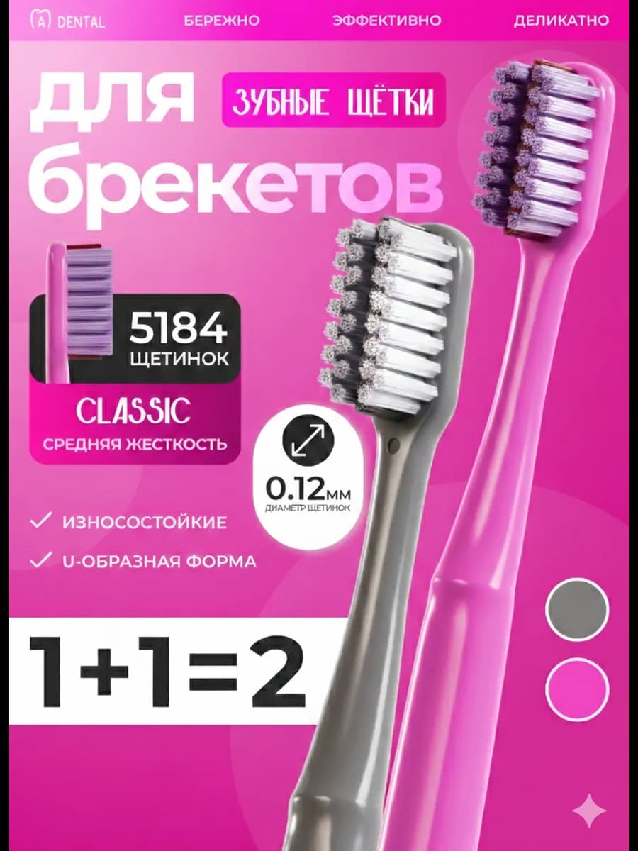 Зубная щетка для брекетов ортодонтическая набор 2 шт