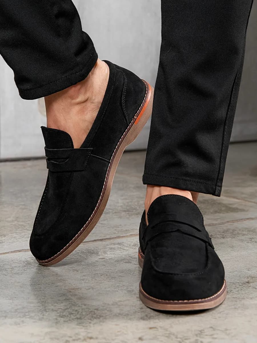 Лоферы классические замшевые туфли - фото 1