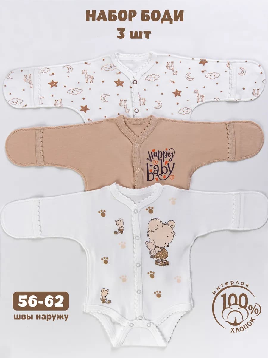 боди с наружными швами для новорожденных