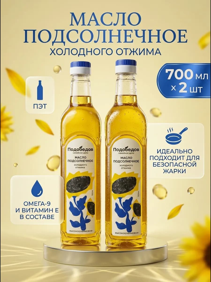 Масло подсолнечное высокоолеиновое 2х700мл ПЭТ