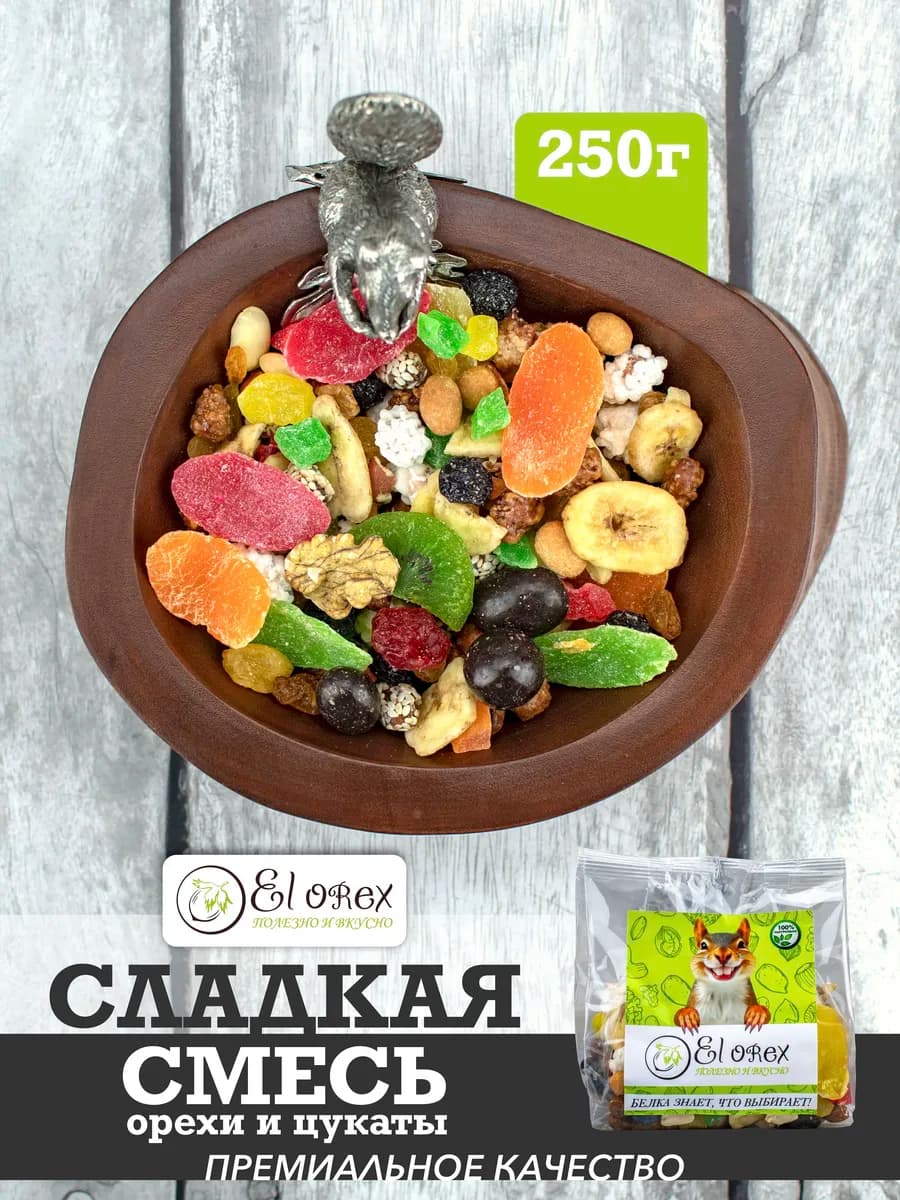 Фруктово ореховая смесь с цукатами 250гр