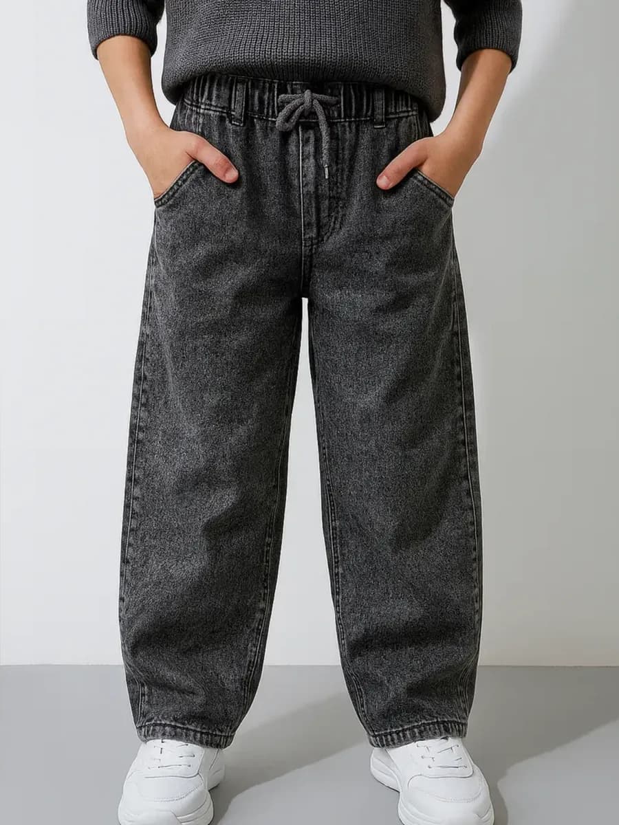 Джинсы багги на резинке