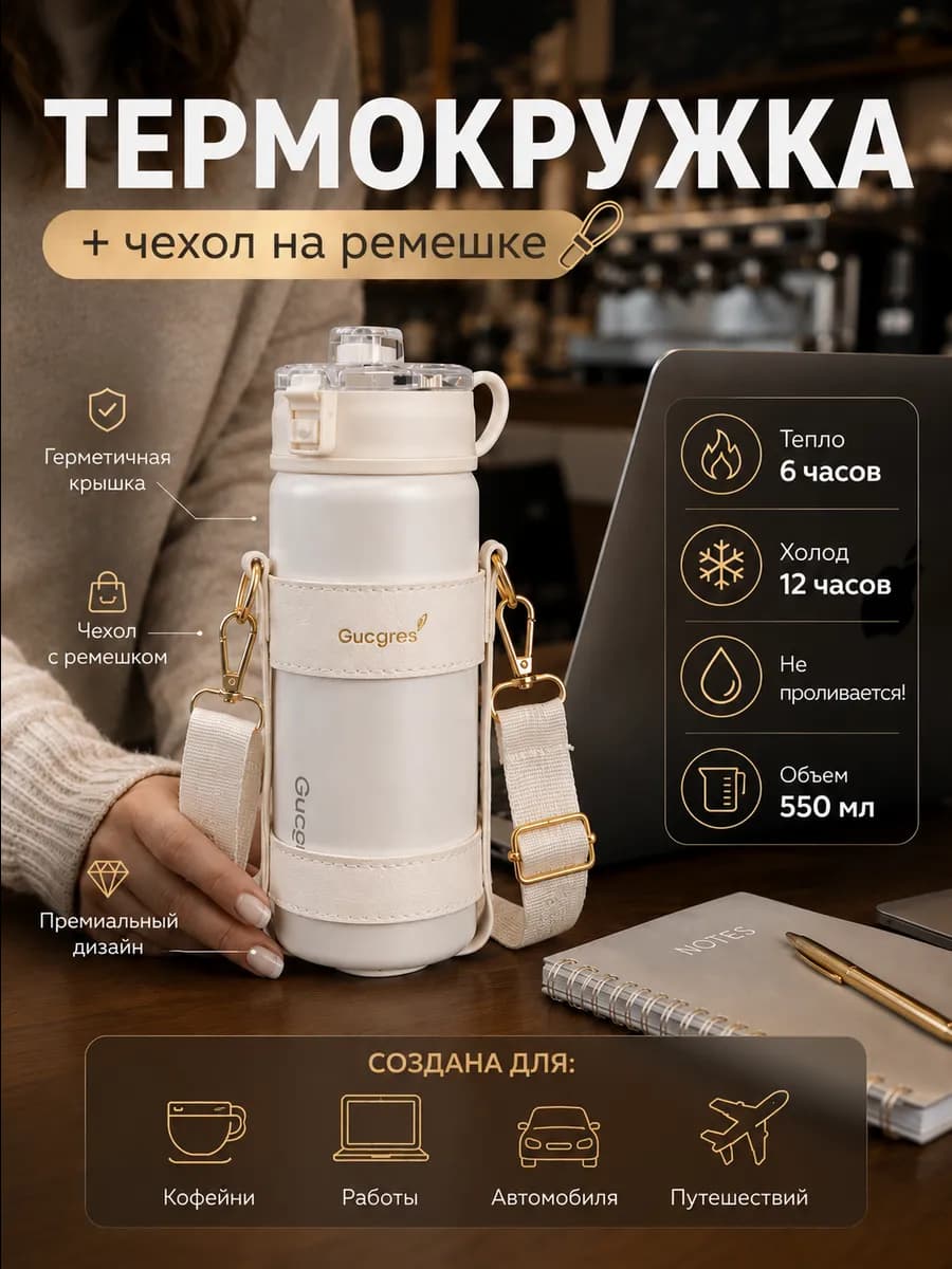 Термокружка с ремешком