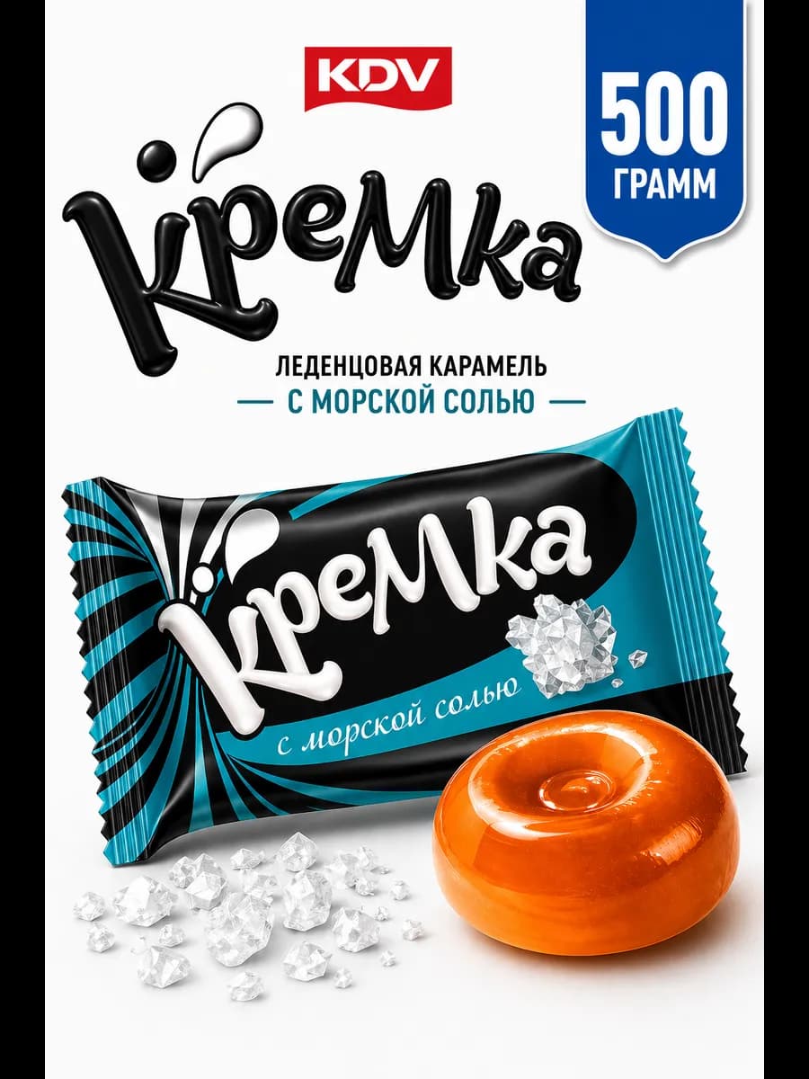 Конфеты леденцы Кремка с морской солью 500 грамм
