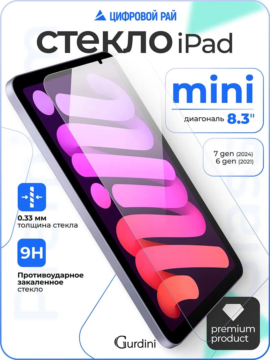 Стекло защитное на iPad mini 6 7 8.3