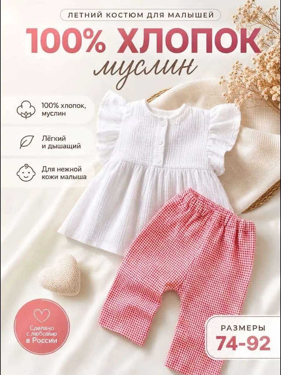 Муслиновый костюм для новорожденных