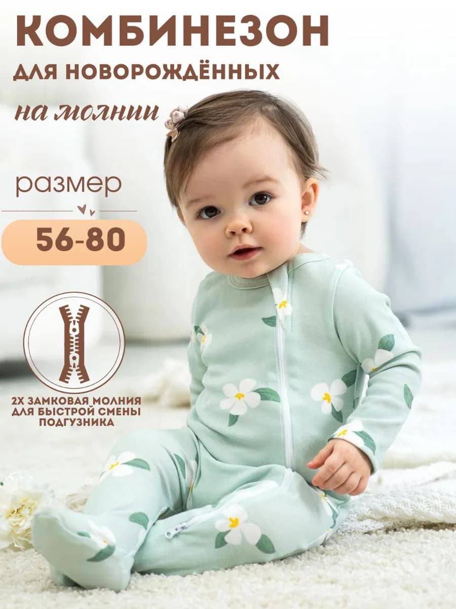 Слип для новорожденных на молнии Комбинезон для малыша