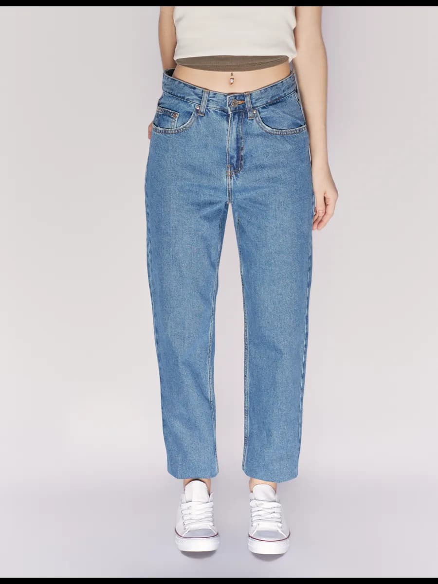 Джинсы МОМ с высокой посадкой