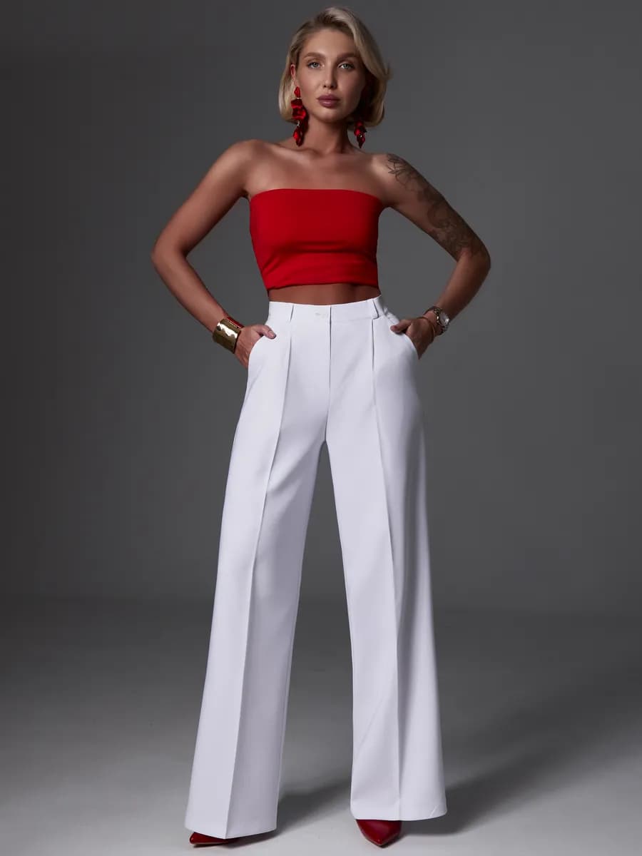 Брюки палаццо классические с высокой посадкой