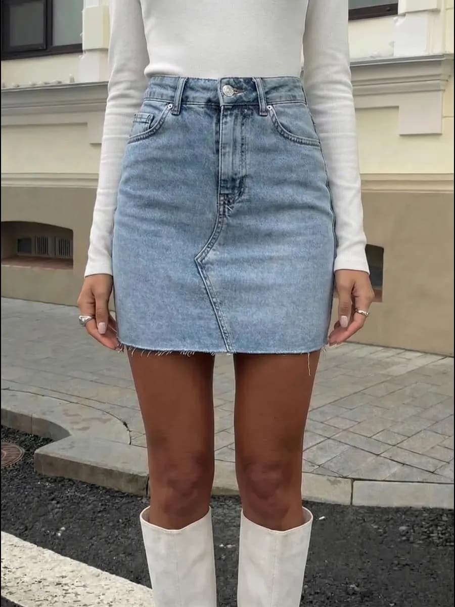 Юбка джинсовая короткая летняя мини