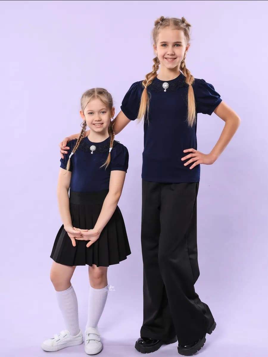 Блузка школьная с коротким рукавом - фото 1