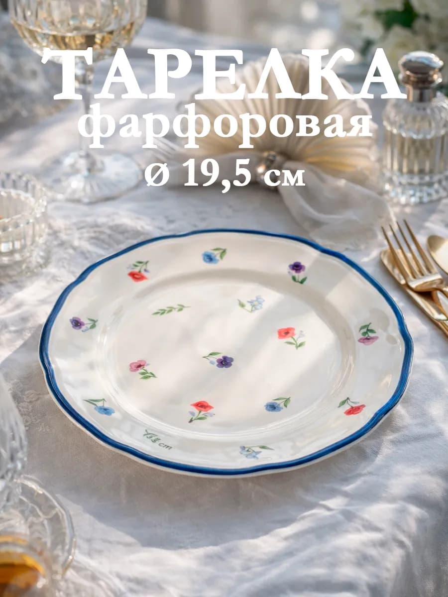 Тарелка десертная d=19 5 см «Романс» фарфоровая