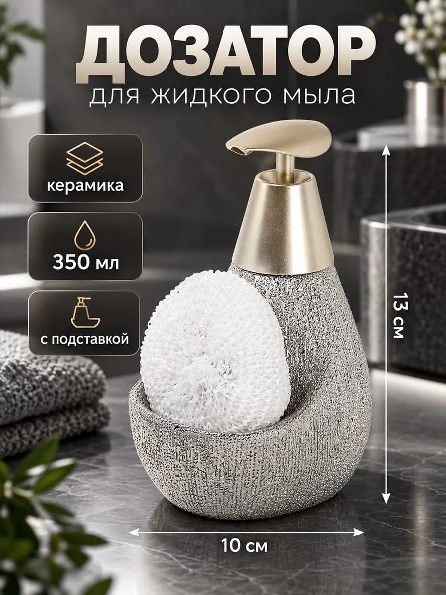 Дозатор для жидкого мыла и моющего средства в ванную и кухню