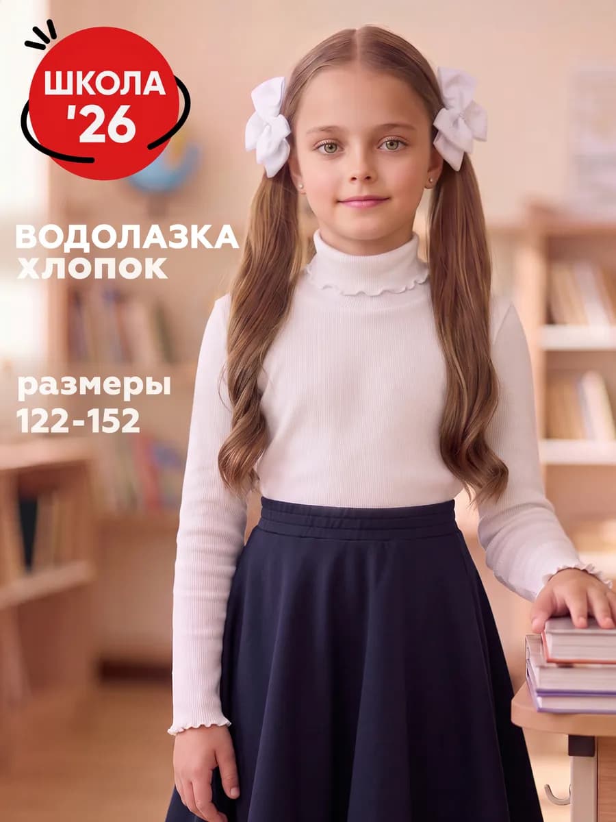 Водолазка для девочки школьная белая